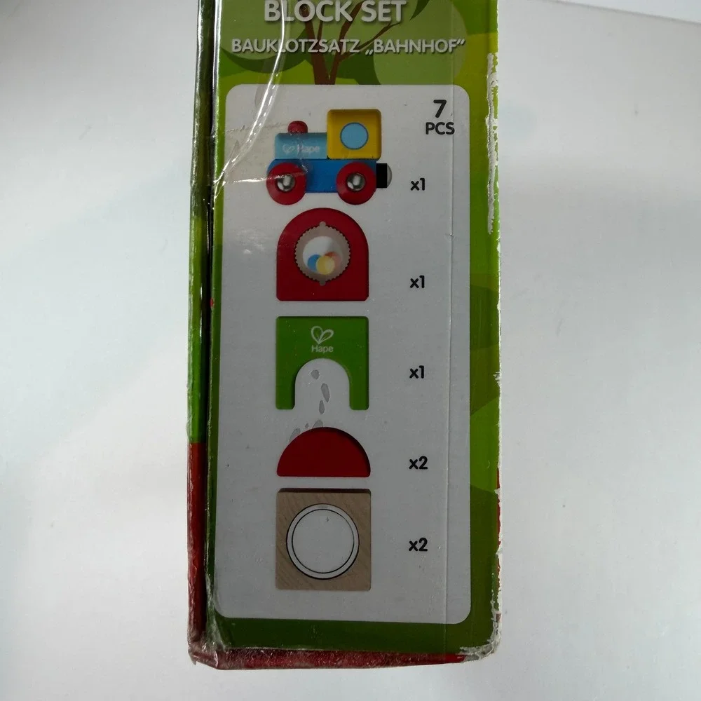 Hape Station Building Block Set Toddler Multicolor Used Wooden Sensory Toy‎